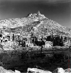 Photo du Monte Cassino (Italie) après la bataille de 1944